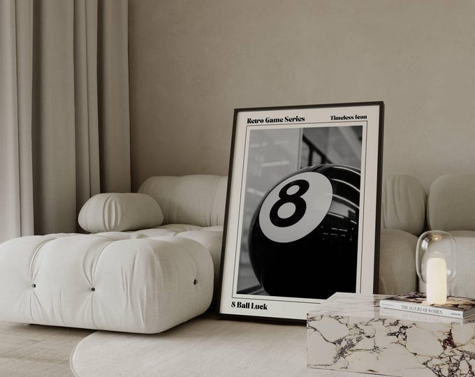 Retro Lucky 8 Ball Poster, Eight Pool Ball, Collage Wall…