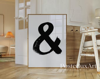 Ampersand Poster | Minimalist Black Brush Wall Art | Modern Typography Printable | Scandinavian Neutral Decor | Abstract & Symbol Print, image 3