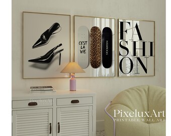 Set of 6 Stockholm Style Fashion Wall Art, Leopard Aesthetics Printable, Trendy Fashion Shoes & Skateboard Prints, Modern Apartment Decor, image 5