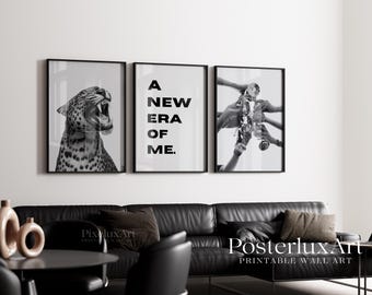 Stockholm Style Gallery Wall Set, A New Era of Me Poster Bundle, Y2K Black and White Fashion Prints, Scandinavian Home Decor, image 3