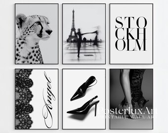 100+ Stockholm Fashion Wall Art Bundle | Leopard, Fashion, Chic and Stylish Gallery Set, Aesthetic Black & White Wall Art Set, image 6