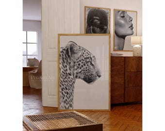 Black And White Leopard Wall Art Print, Modern Y2k Fashion Print, Jungle Wall Art, Modern Chic Aesthetic Decor, Stylish Roar Cheetah Print, image 3