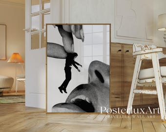 Surreal Feminist Collage Art Print | Black and White Abstract Poster | Y2K Modern Minimal Wall Decor | Trendy Stylish Girl Aesthetic Art, image 6