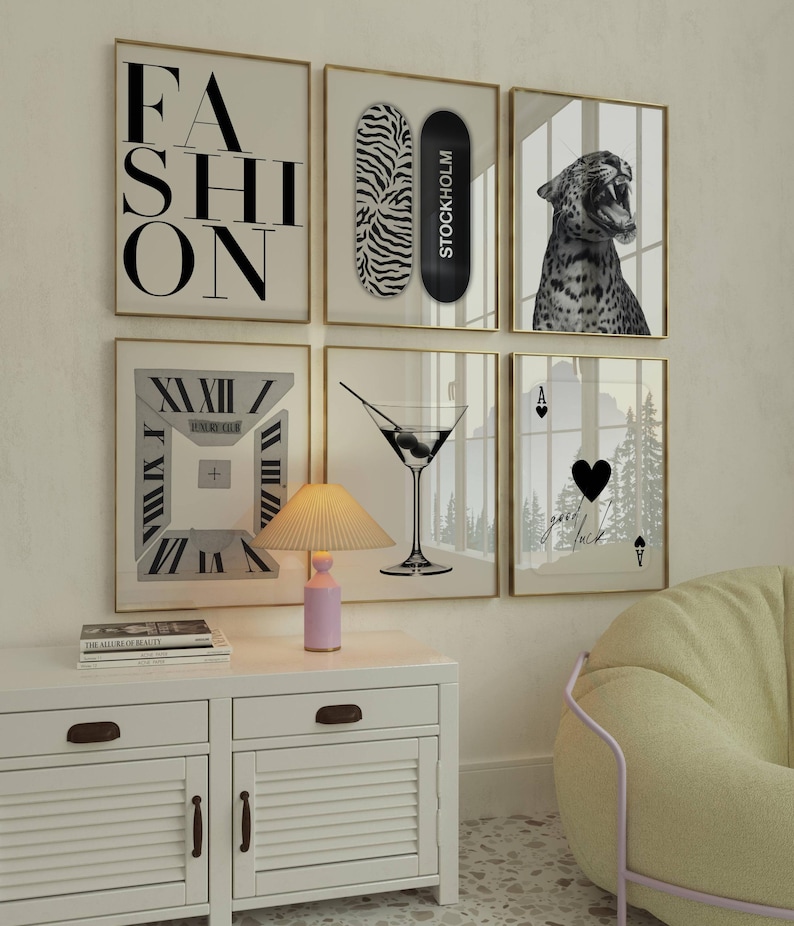 Trendy Black and White Fashion Wall Art Set