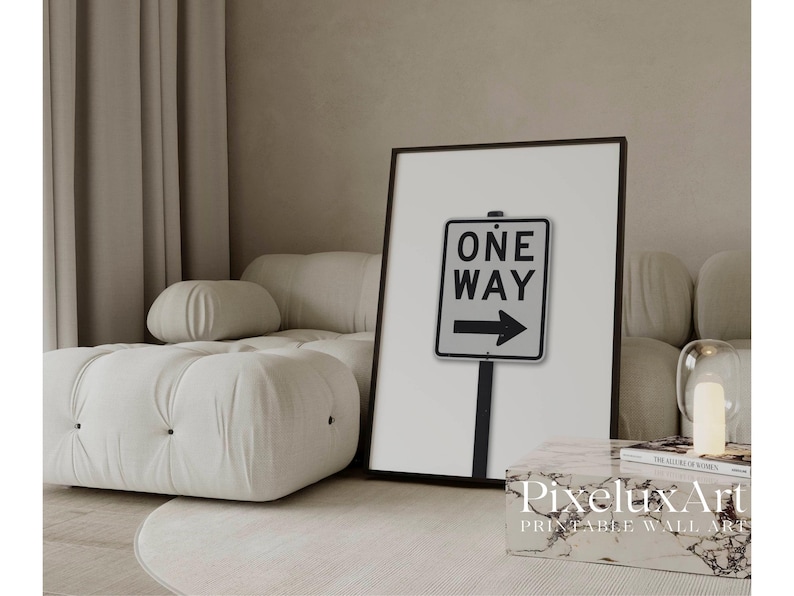 One Way Sign Minimalist Print