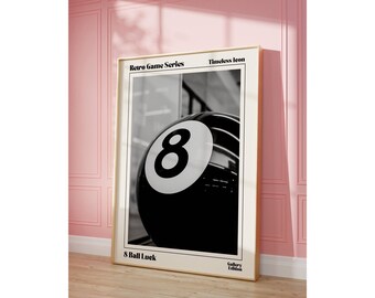 Retro Lucky 8 Ball Poster, Eight Pool Ball, Collage Wall Art, Game Room Print, Trendy Retro Bar Cart Print, 70s Poster, Trendy Wall Art, image 6