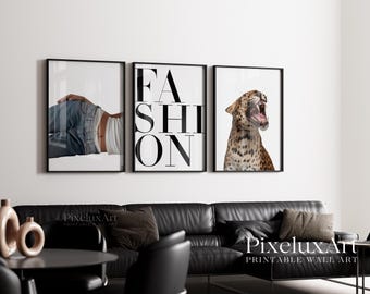 Leopard Fashion Gallery Wall Set | Modern Chic Printable Wall Art | Stockholm Aesthetic Poster Bundle | Neutral Fashion Decor, image 4