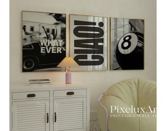 Set of 6 Retro Gallery Girly Prints – Trendy Wall Art, Leopard Decor, Trendy Aesthetic Y2K Dorm & Apartment Print, Black And White Funky Art, image 4