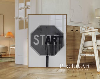 Black And White Collage Apartment Print, Start Art Y2k Fashion Print, Motivational Typography Posteri, Stylish And Cool Aesthetic Art, image 3