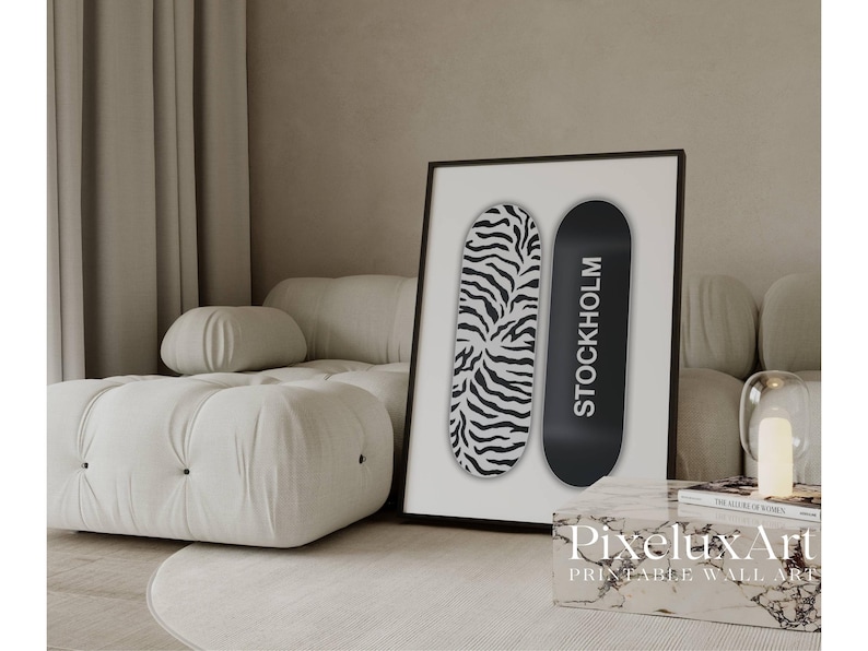 Zebra Skateboard Print