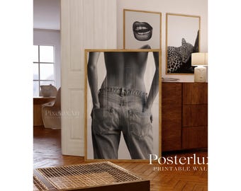 Leopard, Lips and Denim Wall Art Set | Chic Black White Fashion Posters | Stylish Modern Printable Wall Art, image 4