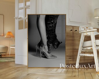 Stockholm Fashion Girl Poster, Black and White Wall Art, Chic Cat Heels Print, Stylish Scandinavian Minimalist Wall Decor, image 3
