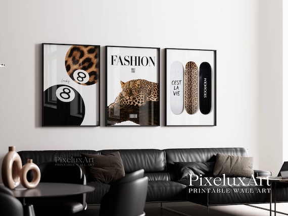 Black & White Leopard Wall Set