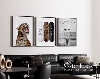 Stockholm Style Gallery Wall Set of 6, Super Model Fash,on Poster, Leopard Print, High Heels Photography, Modern Chic Decor, image 5