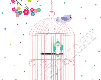 BIRD CAGE---8" x 10" digital print of illustration