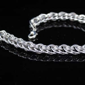 Silver Chainmaille Bracelet, Viper Basket Weave
