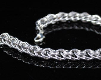 Silver Chainmaille Bracelet, Viper Basket Weave