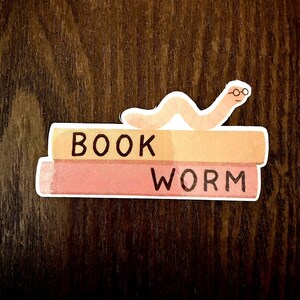 Laminated Book Worm Sticker, Reading Lover Gift, Journaling Decal