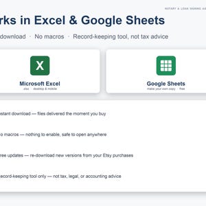 Notary Spreadsheet for Loan Signing Agents | Mobile Notary Business Tracker, Income, Mileage Log & CRM | Excel + Google Sheets image 8