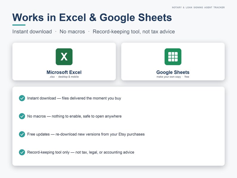 Notary Spreadsheet for Loan Signing Agents | Mobile Notary Business Tracker, Income, Mileage Log & CRM | Excel + Google Sheets image 8