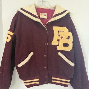 Vintage Burgundy Varsity Jacket – Women's Large, Baseball Patches