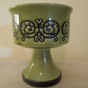 MCM aguacate negro decoración-Candle-Holder-Planter Candy Dish verde y negro Inarco E-3888