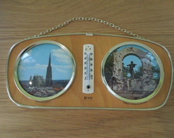 Mid Century Vienna Austria Souvenir Thermometer Stephansdom Johann Strauss Denkmal