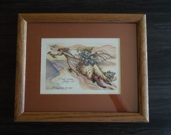 Artwork Jody Bergsma Signed Whimsical Dragon Don't Ever Grow Up 1678/7500 Rare Find