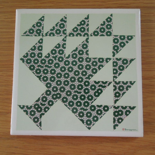 Berggren Original Tile Trivet Vintage Historic Quilt No.32 "The Pine Tree"