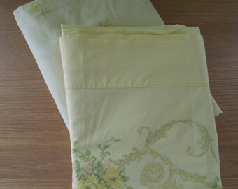 Vintage Utica Full~Double Sheet Set Yellow Blush Floral Elegant Design