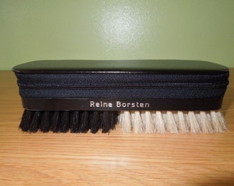 Reine Borsten Men's Toiletry Travel Kit Made in W Germany Black Leather