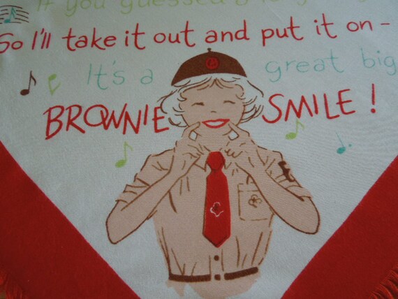 Super Cute Mid Century Brownie Neck Scarf Girl Sc… - image 4