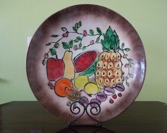 Rare California Cloisonne Ratcliff Studios Mid Century Modern Bowl Extra Large Fruit Bowl FREE Shipping