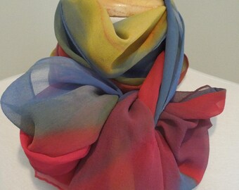 Vintage Tie Dye Style Rectangle Chiffon Scarf