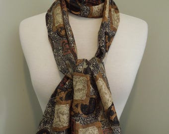 Vintage Scarf Art Medallion Fall Colors Rectangle