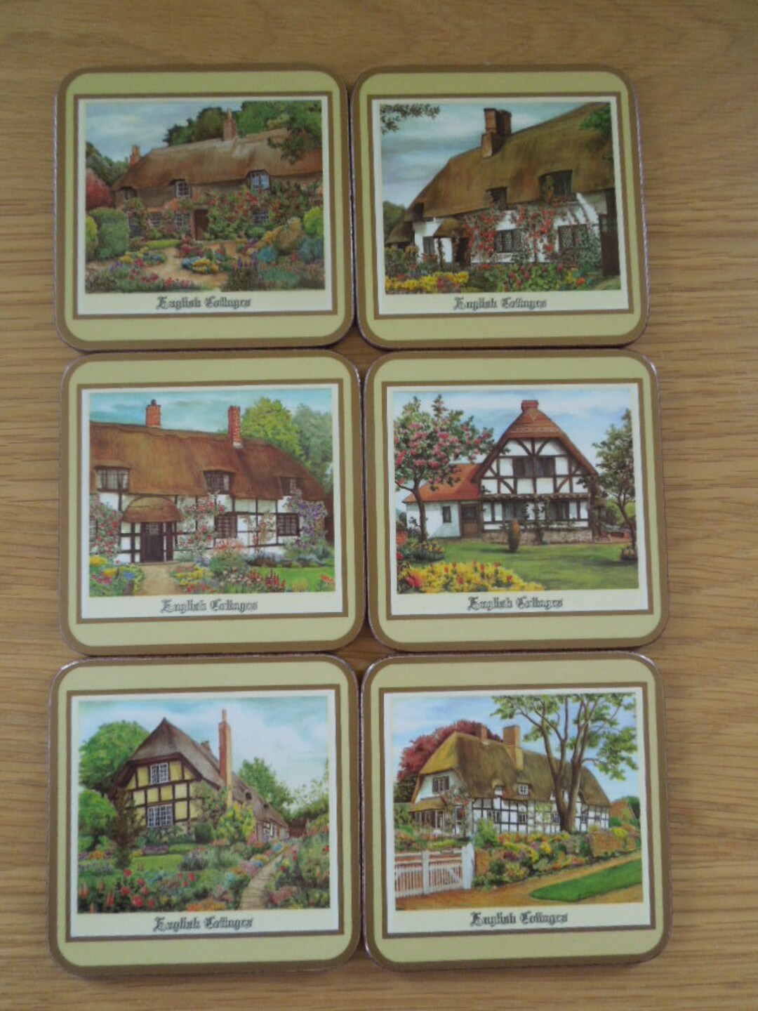Vintage Pimpernel Floral Coasters Set of Six english Cottages Made in
