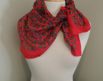 Vintage Geoffrey Beene Scarf Red Paisley Hand Rolled