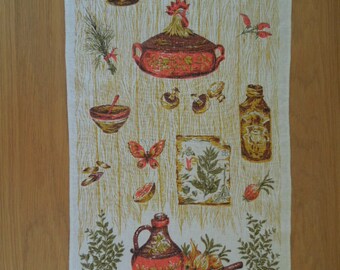 Vintage Linen Kitchen Towel Warm Fall Colors