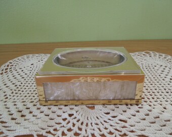 Fabulous Stylebuilt Gold and Marble Designed Soap Dish Hollywood Regency