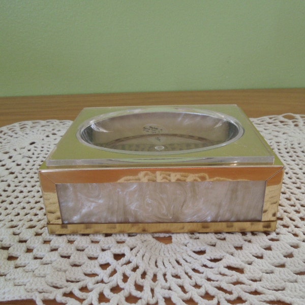 Fabulous Stylebuilt Gold and Marble Designed Soap Dish Hollywood Regency
