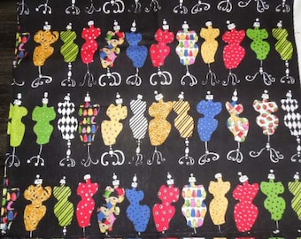 Adorable Loralie Harris Fabric~ Go Figure~ Colorful Mannequins 2 Yards