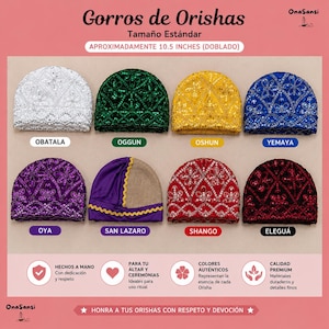 Orishas Gorros, Orisha Hat for Elegua Oshun Yemaya Shango Obatala Oya Ogun San Lazaro