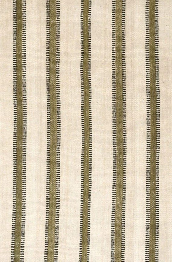 Hand Woven Wool Rug, Olive Green Striped Area Rug, Black Cream Modern Rug, Minimalist Living Room Carpet, Handmade Flatweave Rug