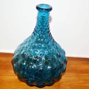 Prachtige vintage vaas van bubbelglas uit de jaren 70, blauw, retro, mid-century, shabby chic, landelijke stijl, jaren zeventig, space age, MCM
