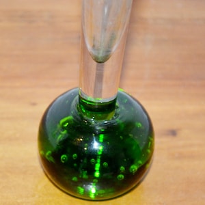 Precioso jarrón vintage de cristal burbuja de los años 70, verde, retro, mediados de siglo, shabby chic, estilo campestre, años setenta, era espacial, MCM