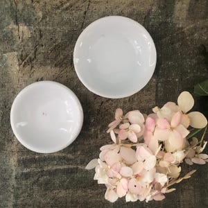 Set of Two Vintage White Butter Pats, One Chunky Ironstone, One Porcelain.