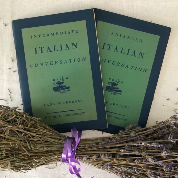 Set of Two Vintage Italian Language Manuals Small and Cute for Decor!
