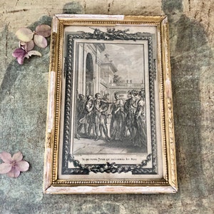 Antique French Print from Pertharite in Shabby Frame