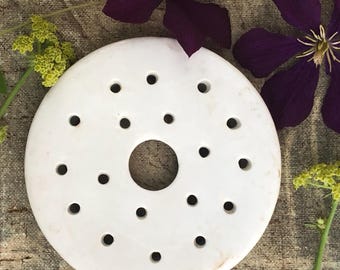 Vintage Ironstone Stained Round Drainer