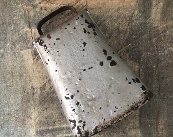 Vintage Silver Painted Rustic Cow Bell